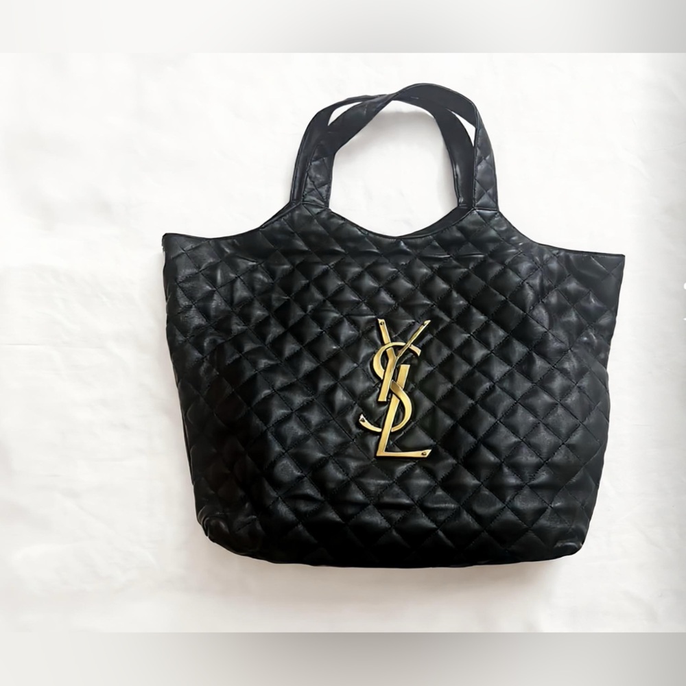 Saint Laurent YSL Black Quilted Icare Maxi Bag